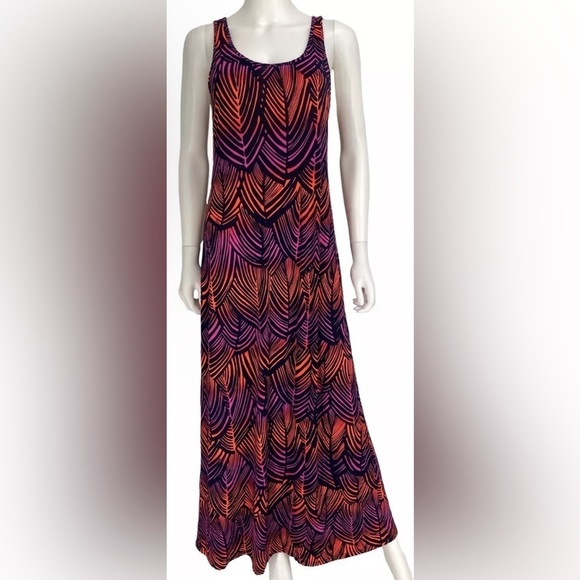 TRINA TURK Geo Neon Leaf Print Maxi Dress- Size Small - Picture 1 of 6